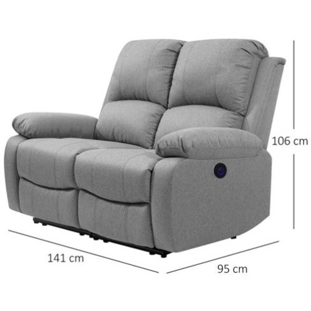 Comfy Living 6 Seater Light Grey Linen Electric Recliner Sofa Set Image 9
