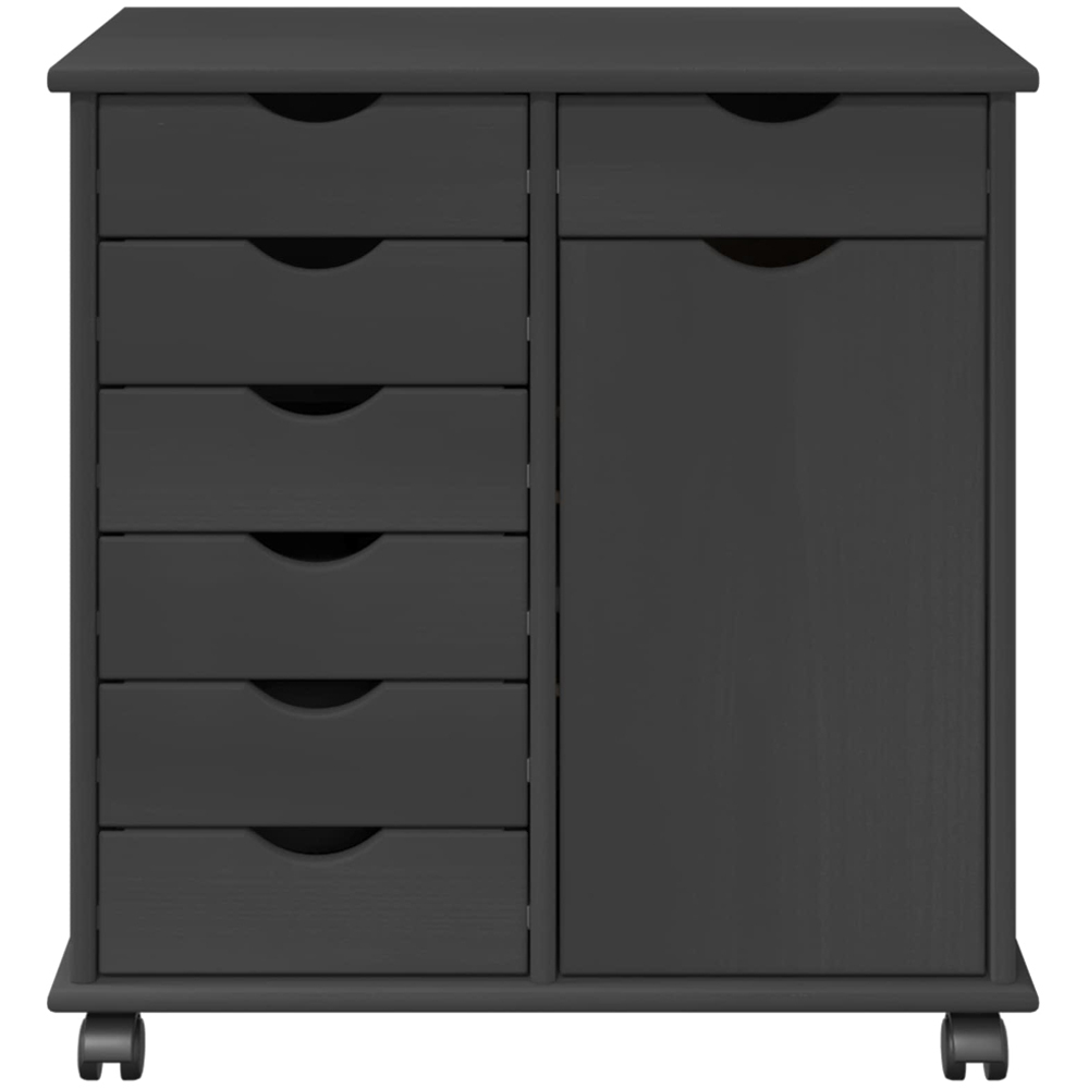 vidaXL Single Door 7 Drawer Grey Rolling Storage Cabinet Image 3