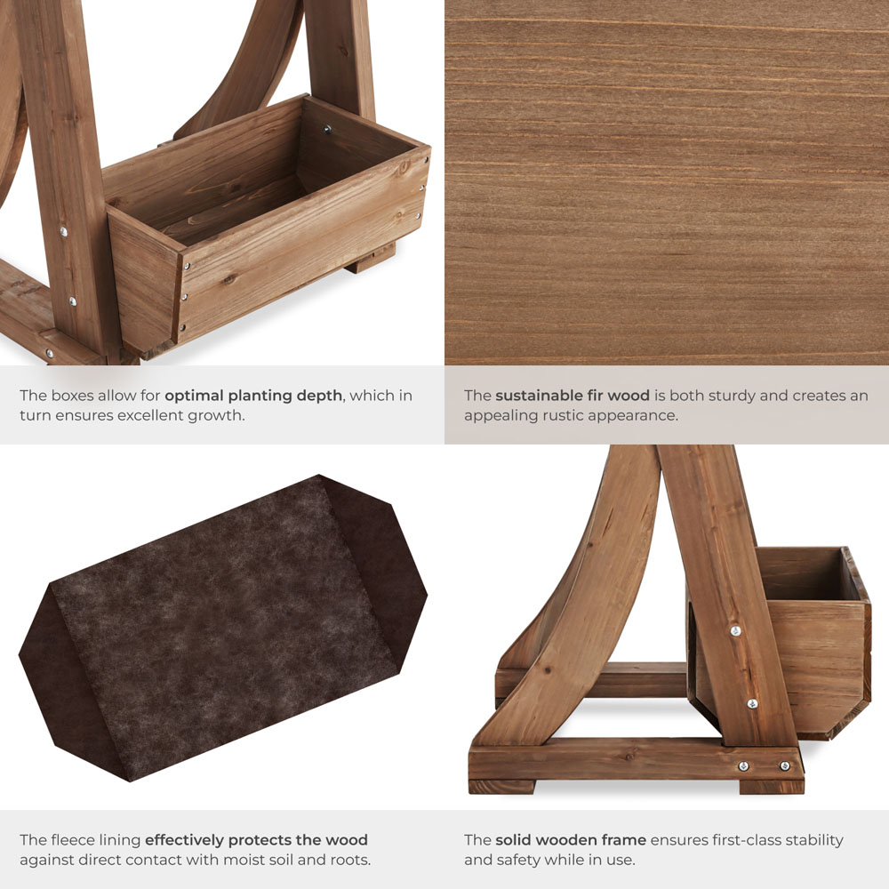 tectake Flora 3-Tier Brown Rustic Wooden Vertical Planter 60 x 49 x 140cm Image 4