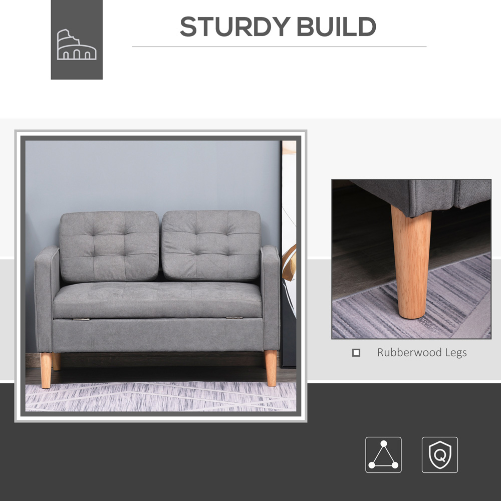 Portland 2 Seater Grey Cotton Sofa with Hidden Storage Image 5
