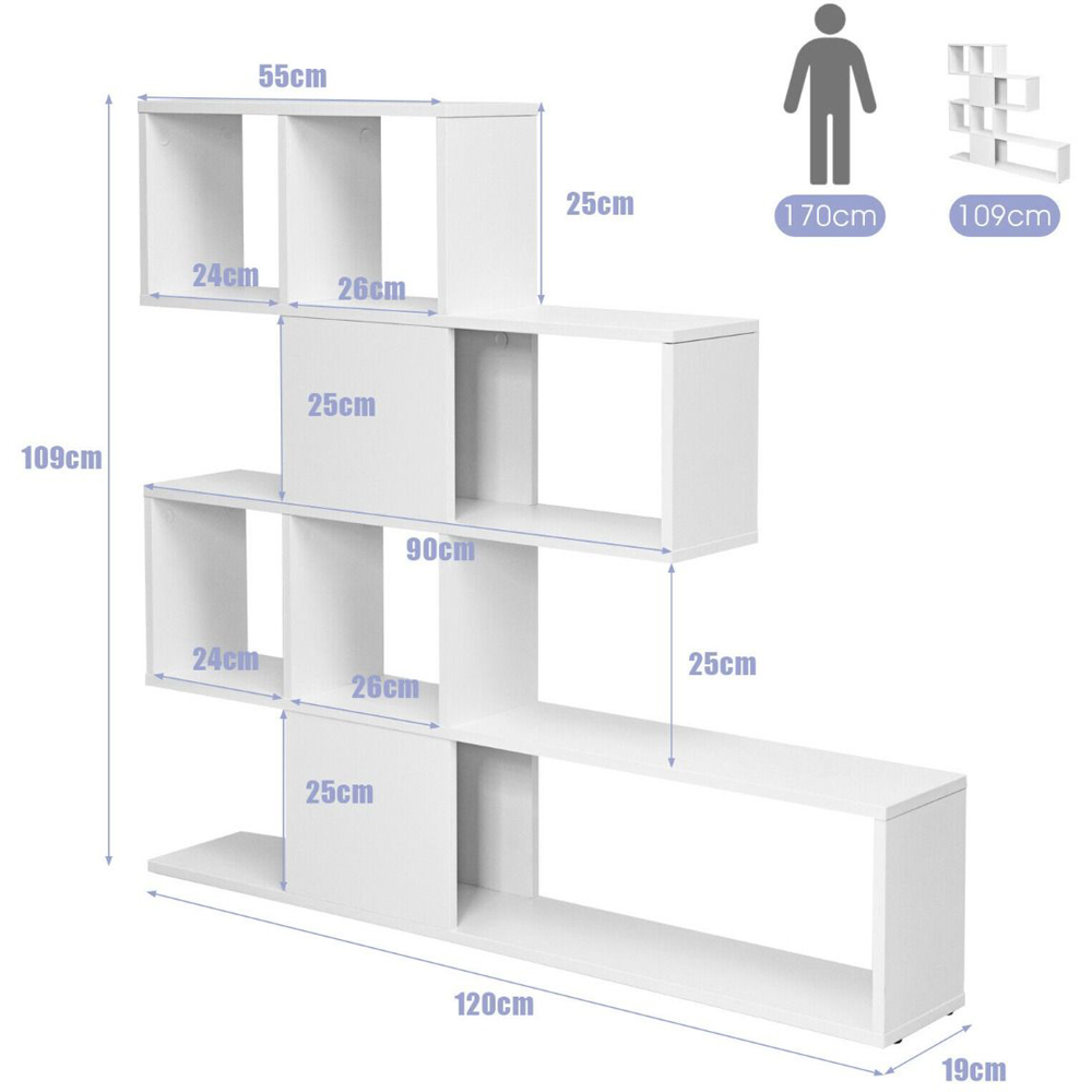 Costway 5 Shelf White Bookshelf Image 9