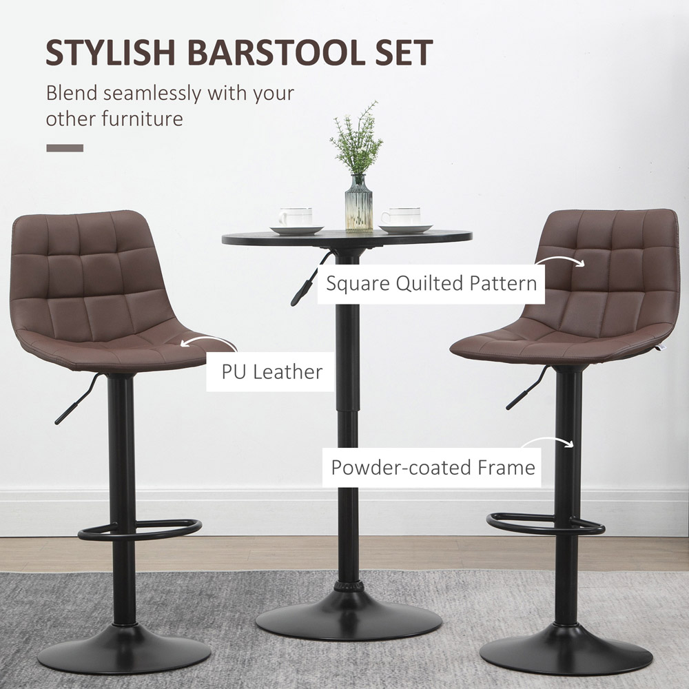 Portland Brown Quilted Pattern Adjustable Bar Stool Set of 2 Image 5