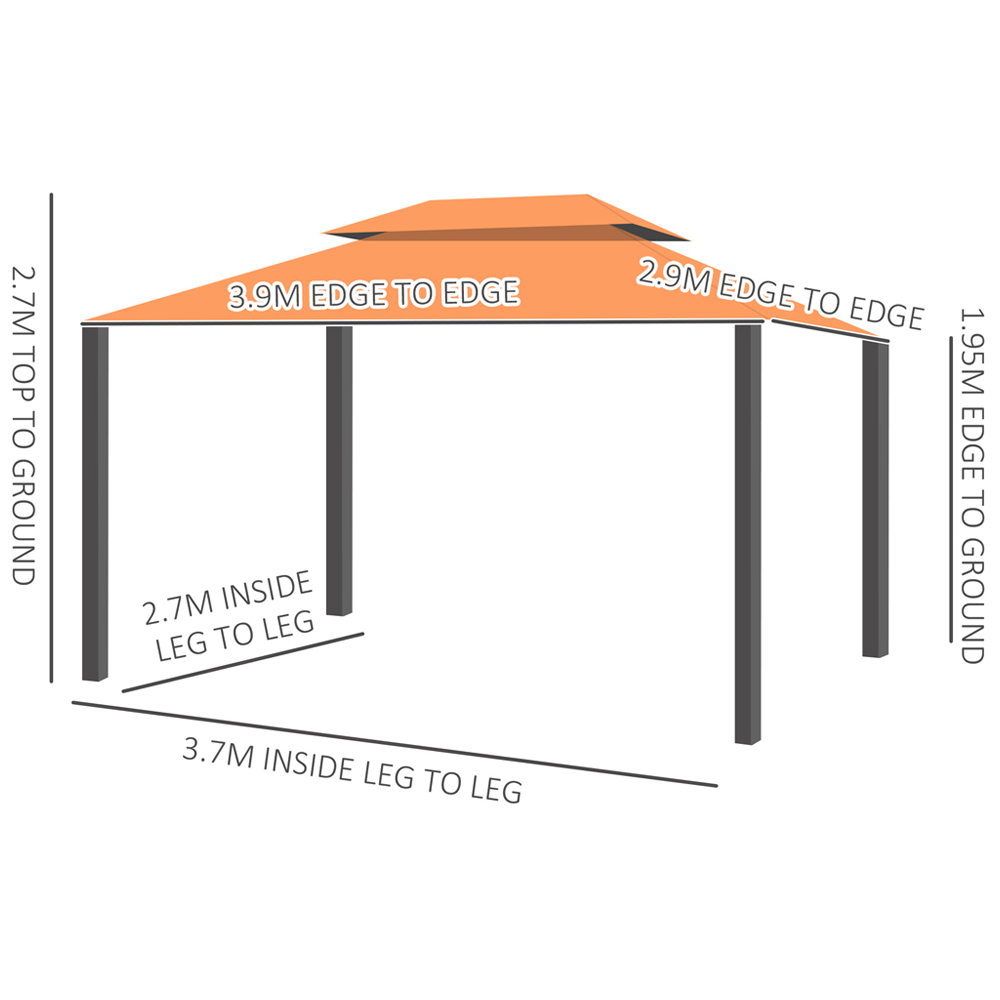 Outsunny 3 x 4m Orange Canopy Pavilion Patio Gazebo with Sides Image 6