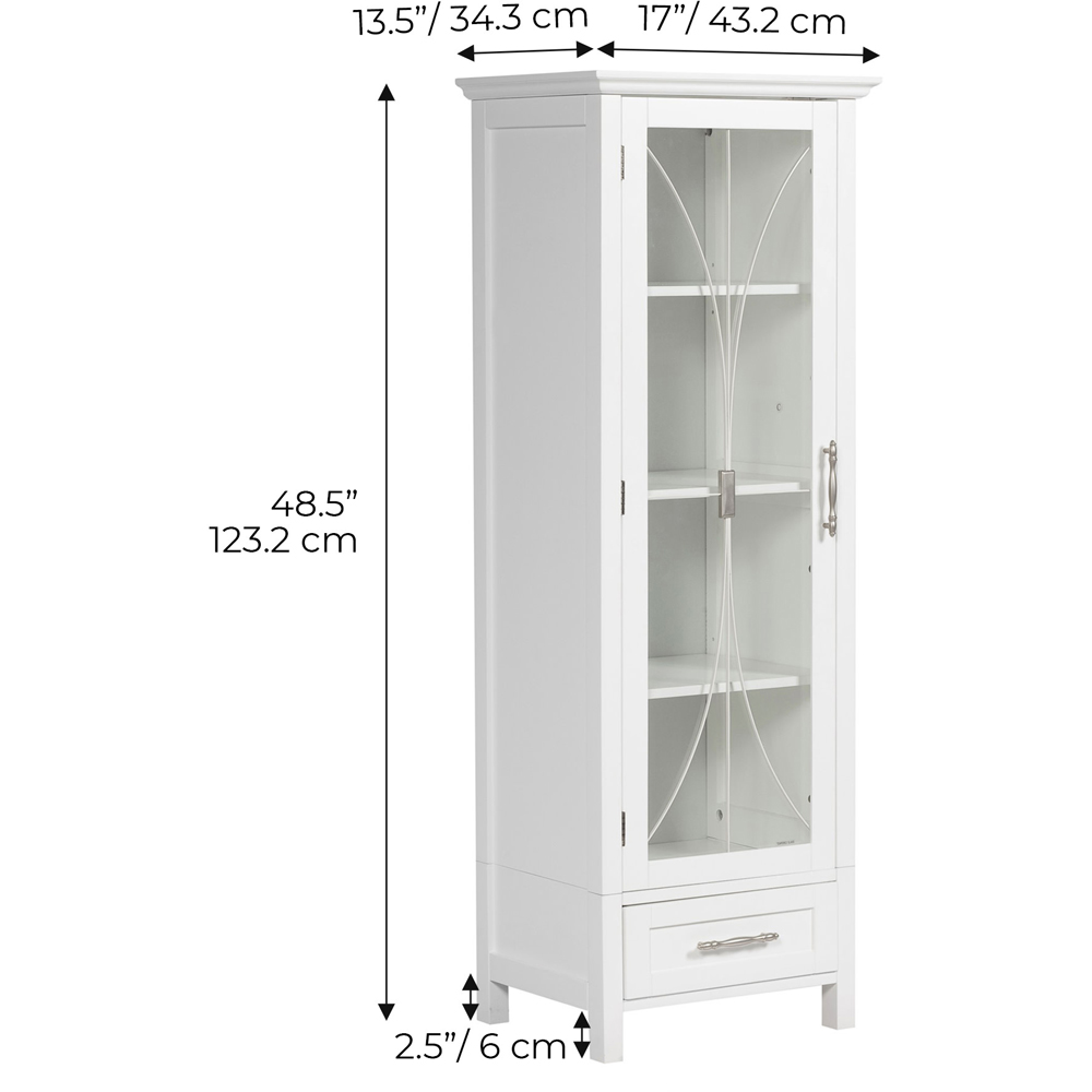 Teamson Home Delaney Single Door Single Drawer White Wooden Linen Cabinet Image 6