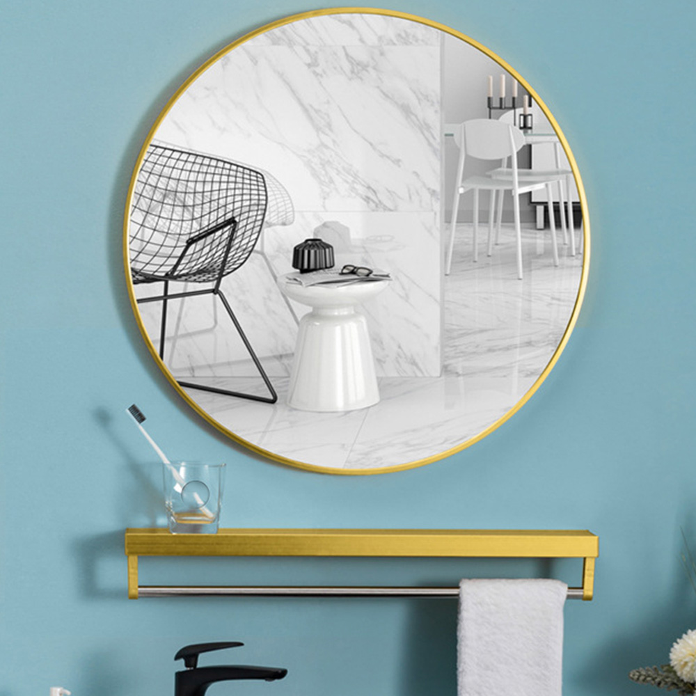 Living and Home Gold Frame Nordic Wall Mounted Bathroom Mirror 70cm Image 2
