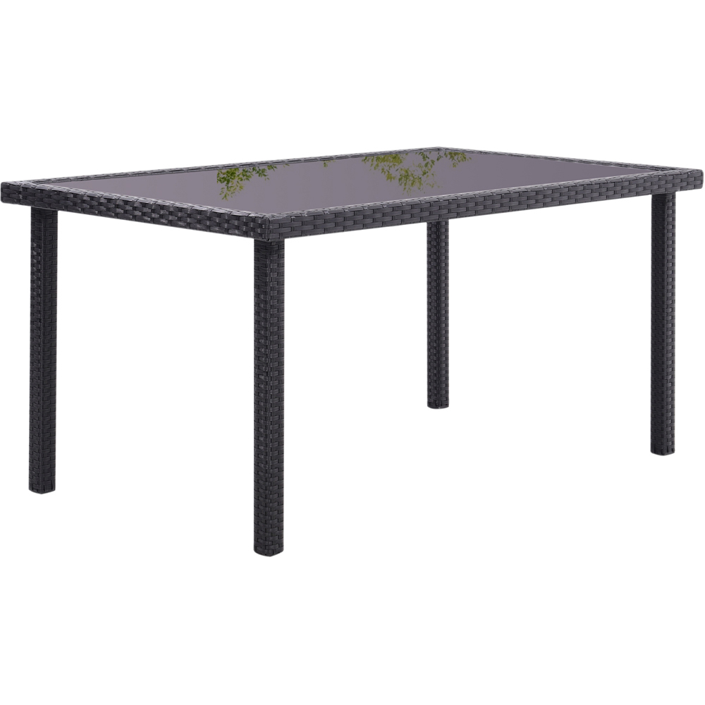 Living and Home 6 Seater Rectangle Rattan Table Black Image 4