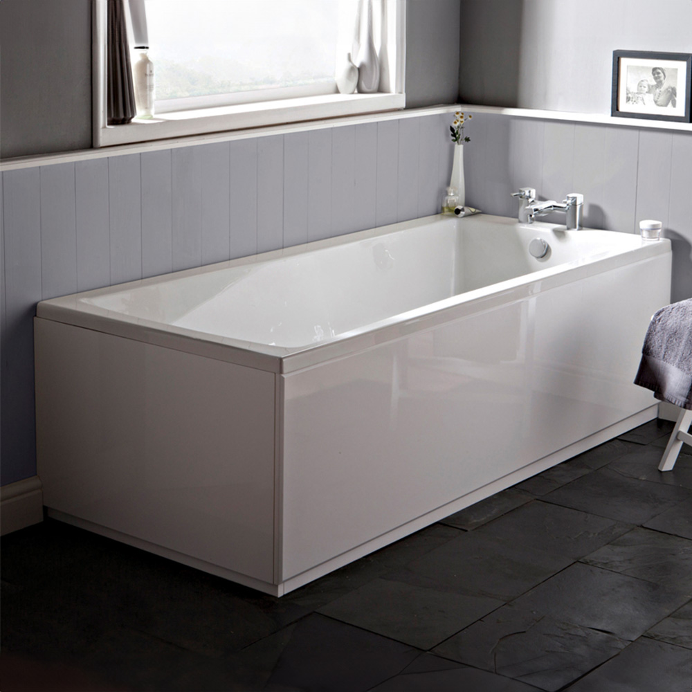 nuie Linton White Acrylic Square Single Ended Bath 1600 x 700mm Image 2