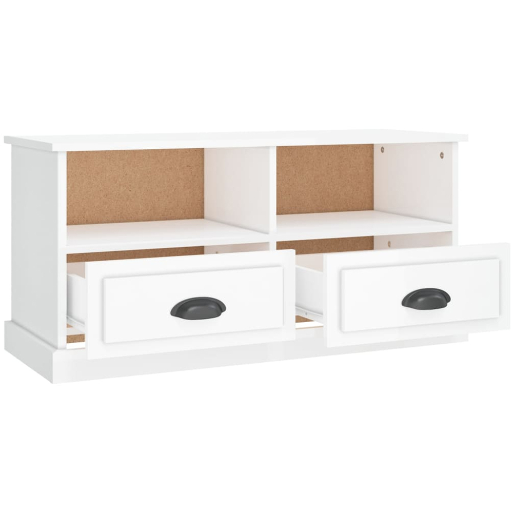 vidaXL 2 Drawer 2 Shelf High Gloss White TV Cabinet Image 6
