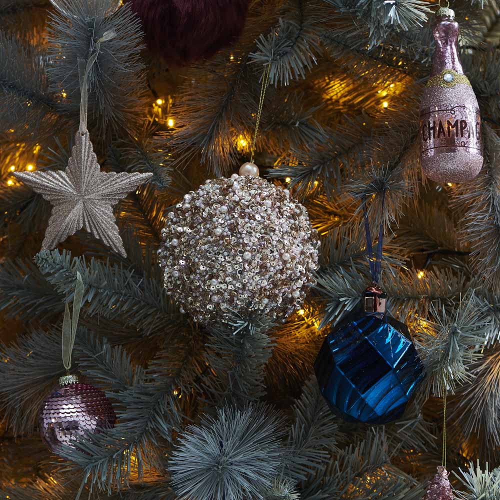Wilko Cocktail Kisses Shiny Blue Christmas Bauble Image 4