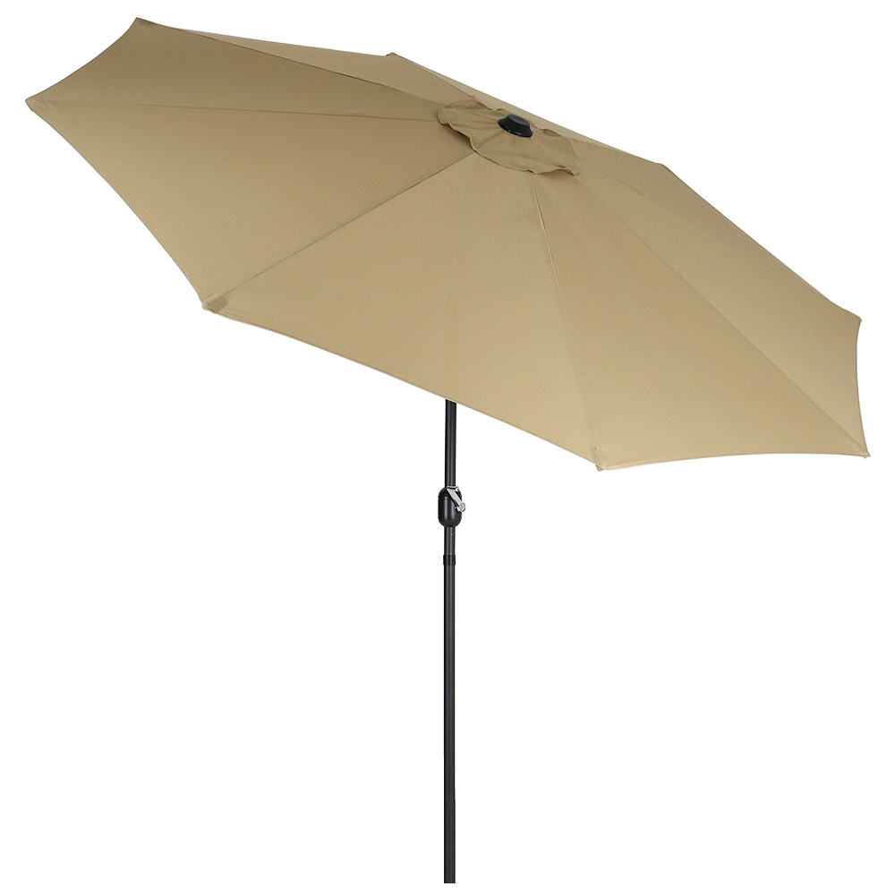 Living and Home Beige Round Crank Tilt Parasol with Round Base 3m Image 3
