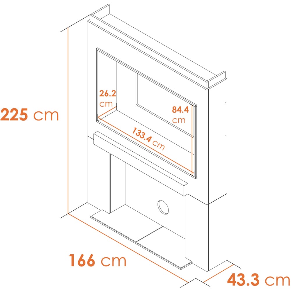 Acantha Charcoal Grey Pre-Built Stove Media Wall 2 with TV Recess and OKO S2 Bio Ethanol Stove Image 7