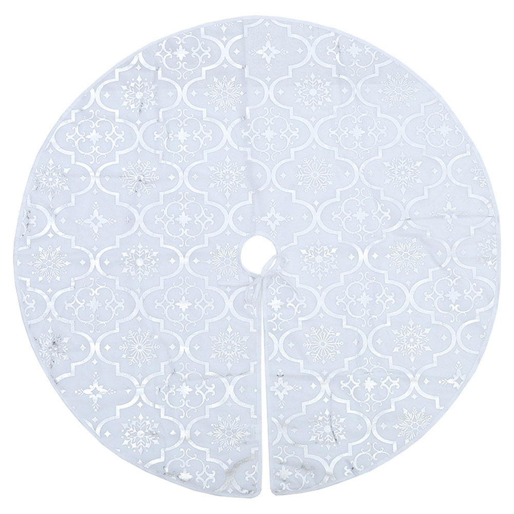 Living and Home White Round Christmas Tree Base Skirt with Stocking Image 1