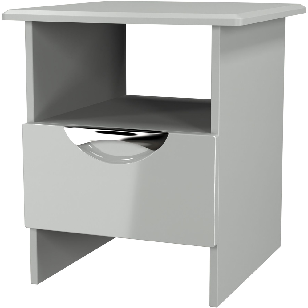 Crowndale Camden Single Drawer Single Shelf Grey Gloss and Dusk Grey Lamp Table Ready Assembled Image 4