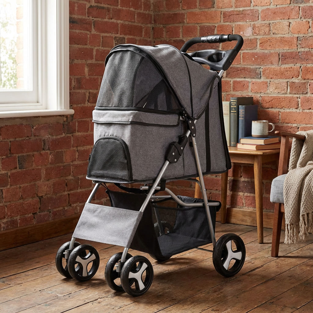 Pet Stroller Grey - Grey Image 3