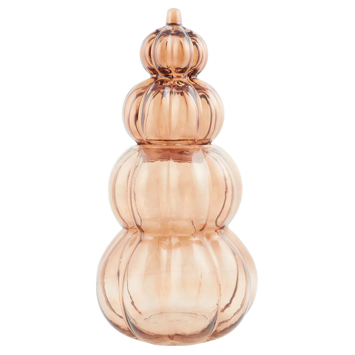 Glass Pumpkin Stack Jar Amber Image 2