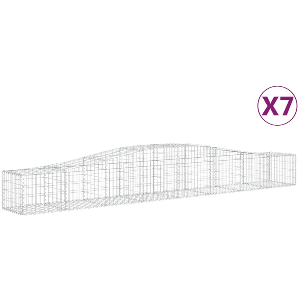 vidaXL Silver Galvanised Iron Arched Gabion Basket 400 x 50 x 40/60cm 7 Pack Image 2