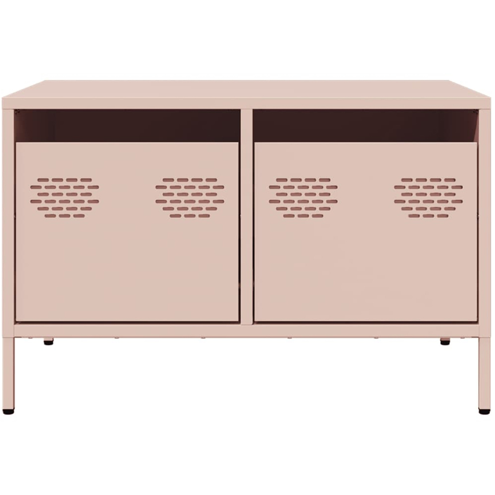 vidaXL 2 Drawer Pink Steel Industrial Style TV Cabinet Image 4