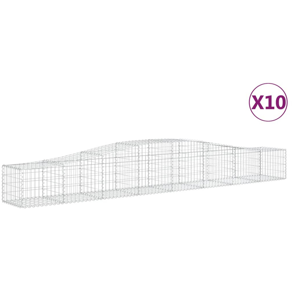 vidaXL Silver Galvanised Iron Arched Gabion Basket 400 x 50 x 40/60cm 10 Pack Image 4