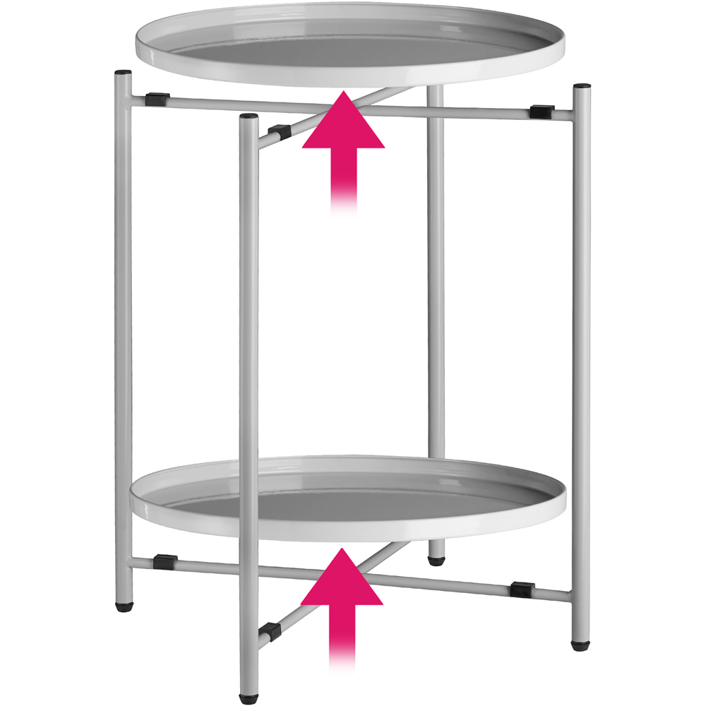 tectake Oxford Grey Round Bedside Table Image 6