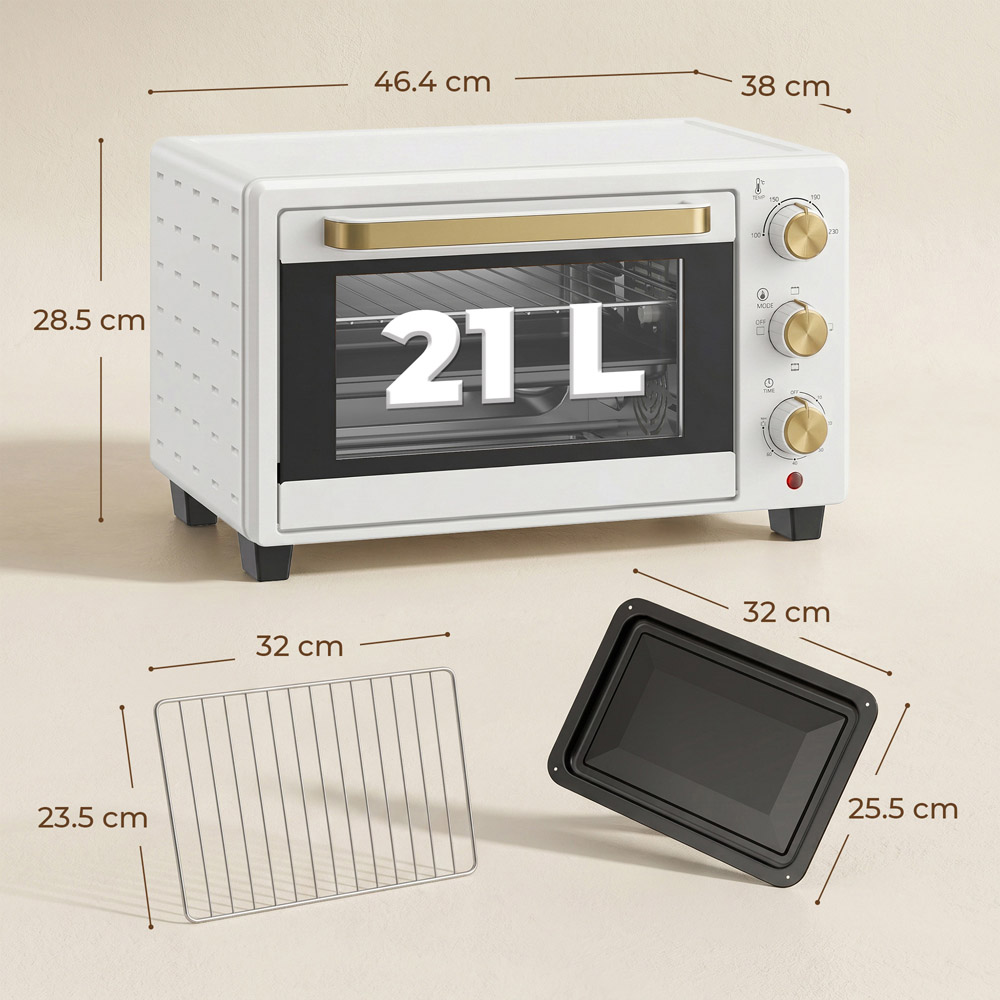 HOMCOM 800-085V71WT White 21L Electric Grill Toaster Oven with Adjustable Temperature Image 9
