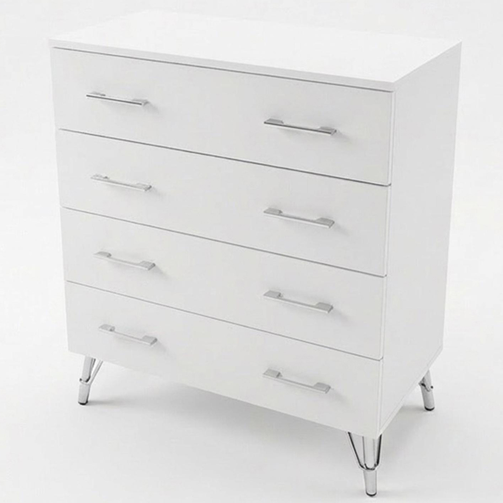 FWStyle Maldon 4 Drawer White Chest of Drawers Image 3