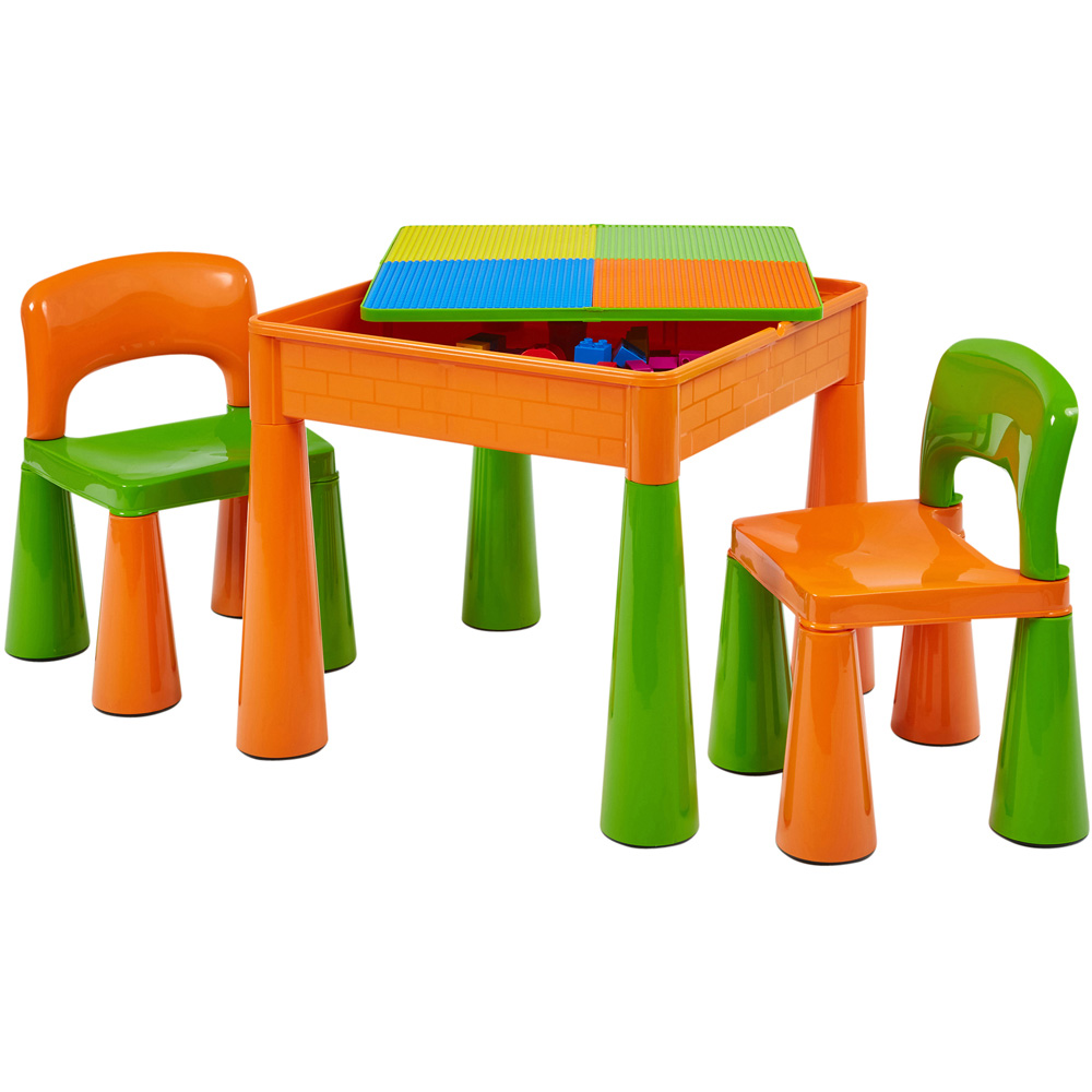 Liberty House Toys Orange-Green Kids 5-in-1 Activity Table and Chairs Image 4