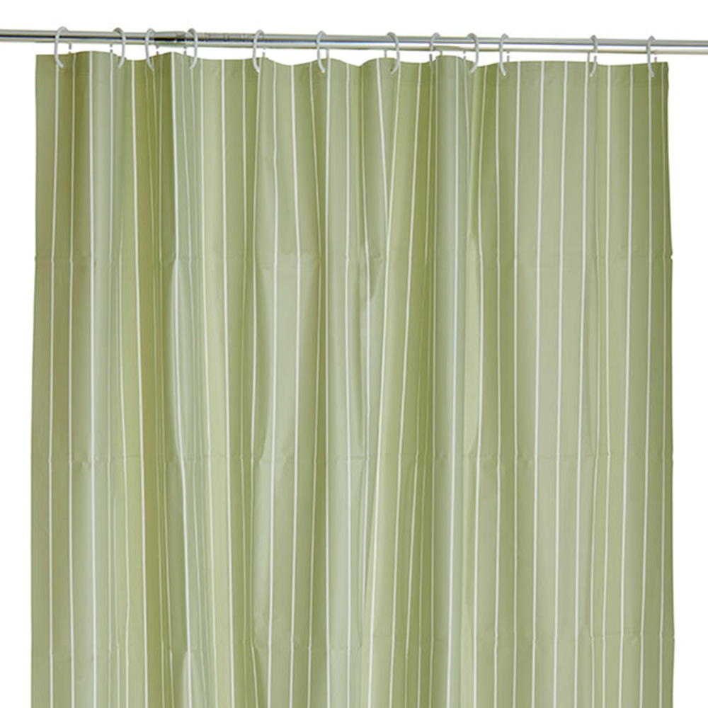 Wilko Sage Green Pin Stripe Shower Curtain 180 x 180cm Image 2