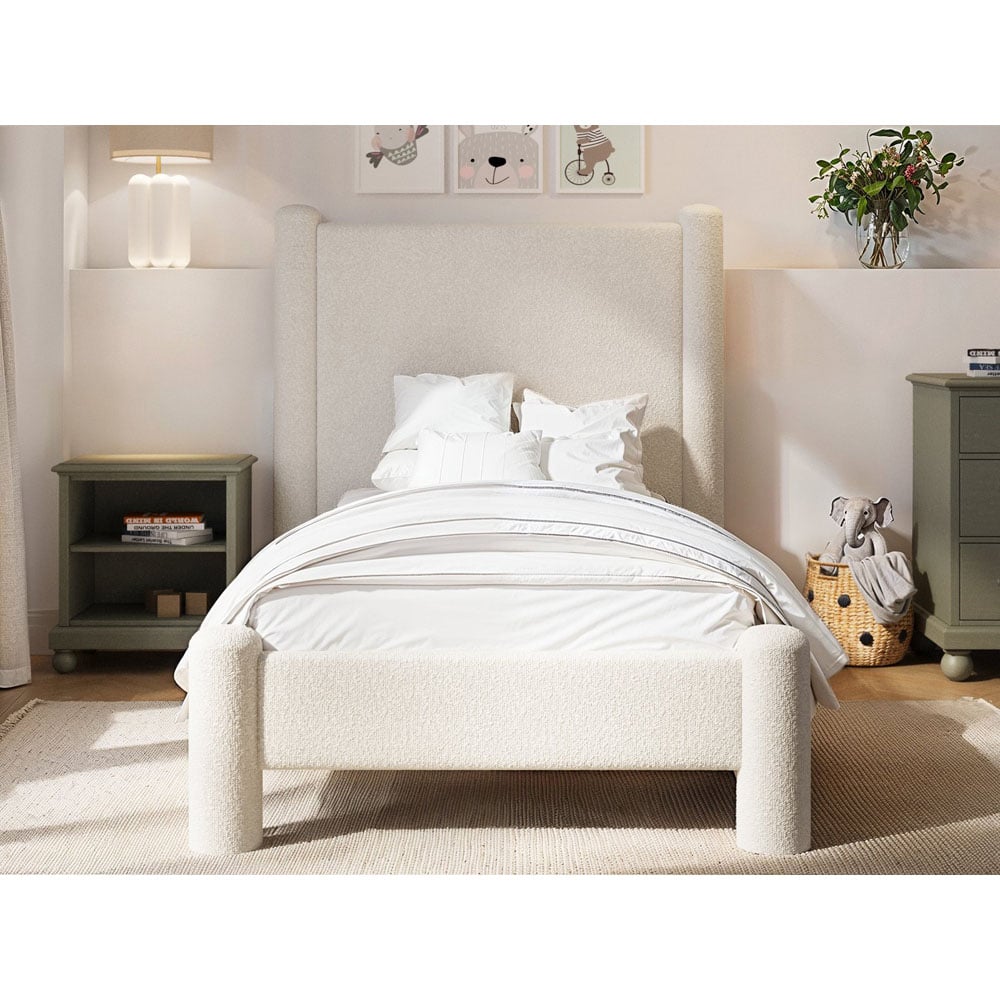 Flair Rayne Single Beige Boucle Fabric Pillar Bed Image 5