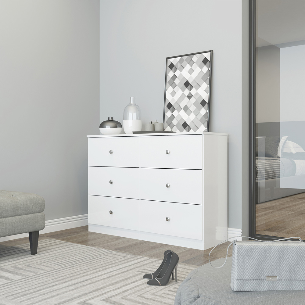 Seconique Denver 6 Drawer White Gloss Storage Chest Image 8