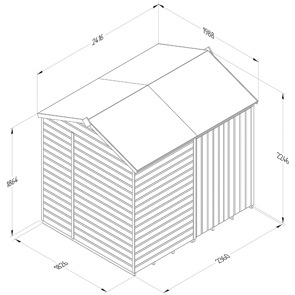 Forest Garden Beckwood 8 x 6ft Double Door Reverse Apex Shed Image 9