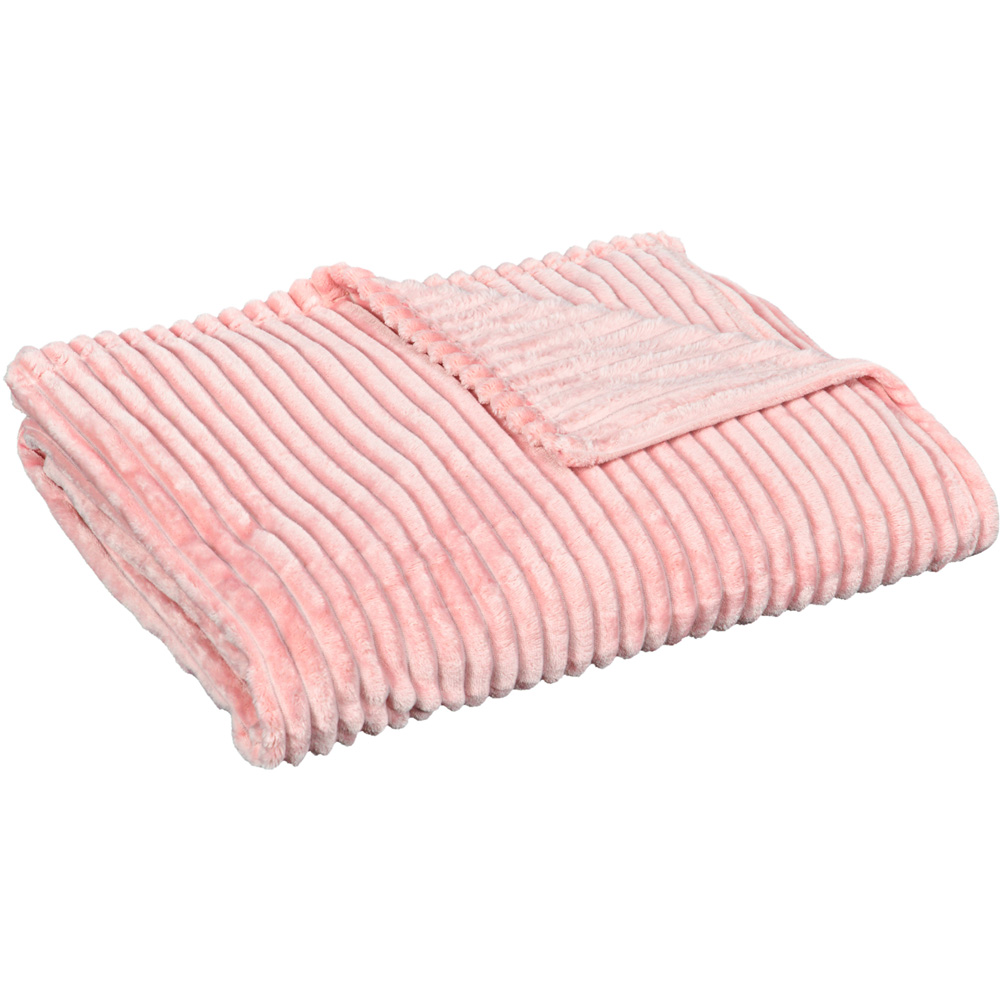 Portland Double Pink Flannel Fleece Blanket 203 x 152cm Image 1