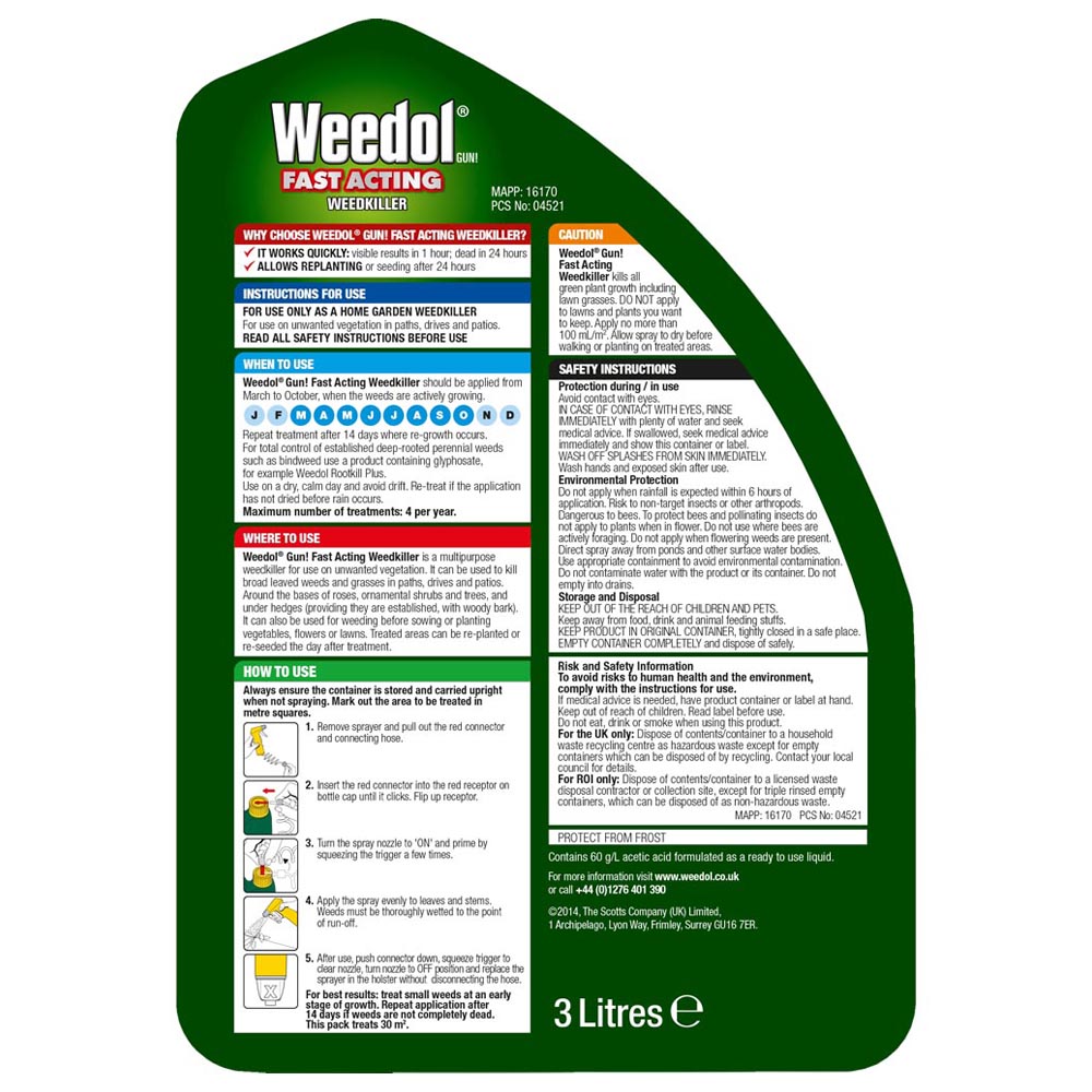 Weedol Gun Ready-To-Use Fast Act Weedkiller 3L Image 2