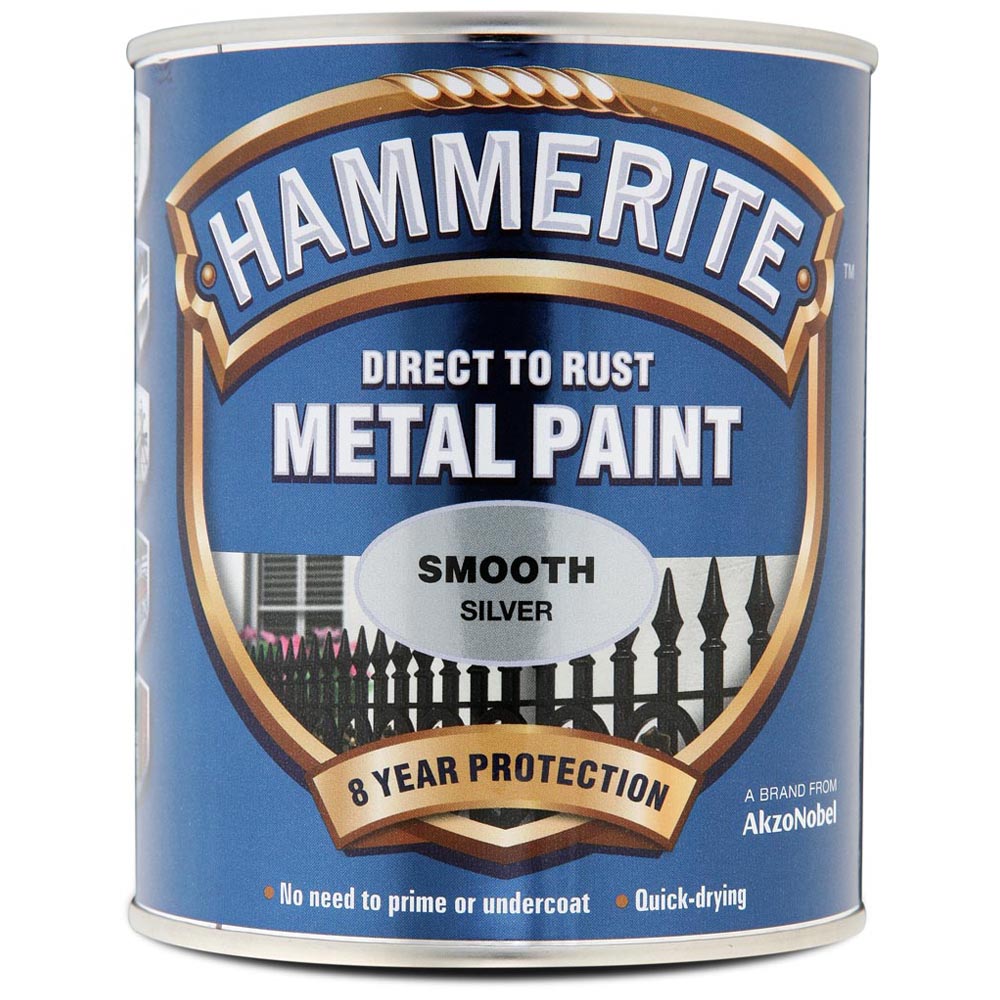 Hammerite Direct to Rust Silver Smooth Metal Paint 750ml Image 2