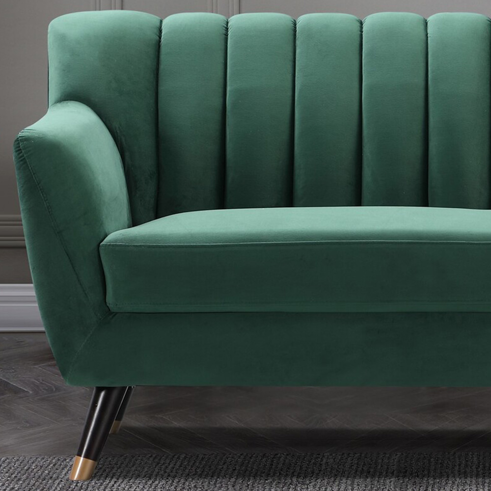 Morgan 2 Seater Green Plush Velvet Sofa Image 2