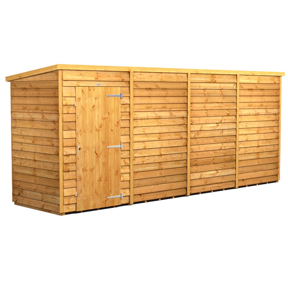 Power 16 x 4ft Overlap Pent Windowless Garden Shed Image 1