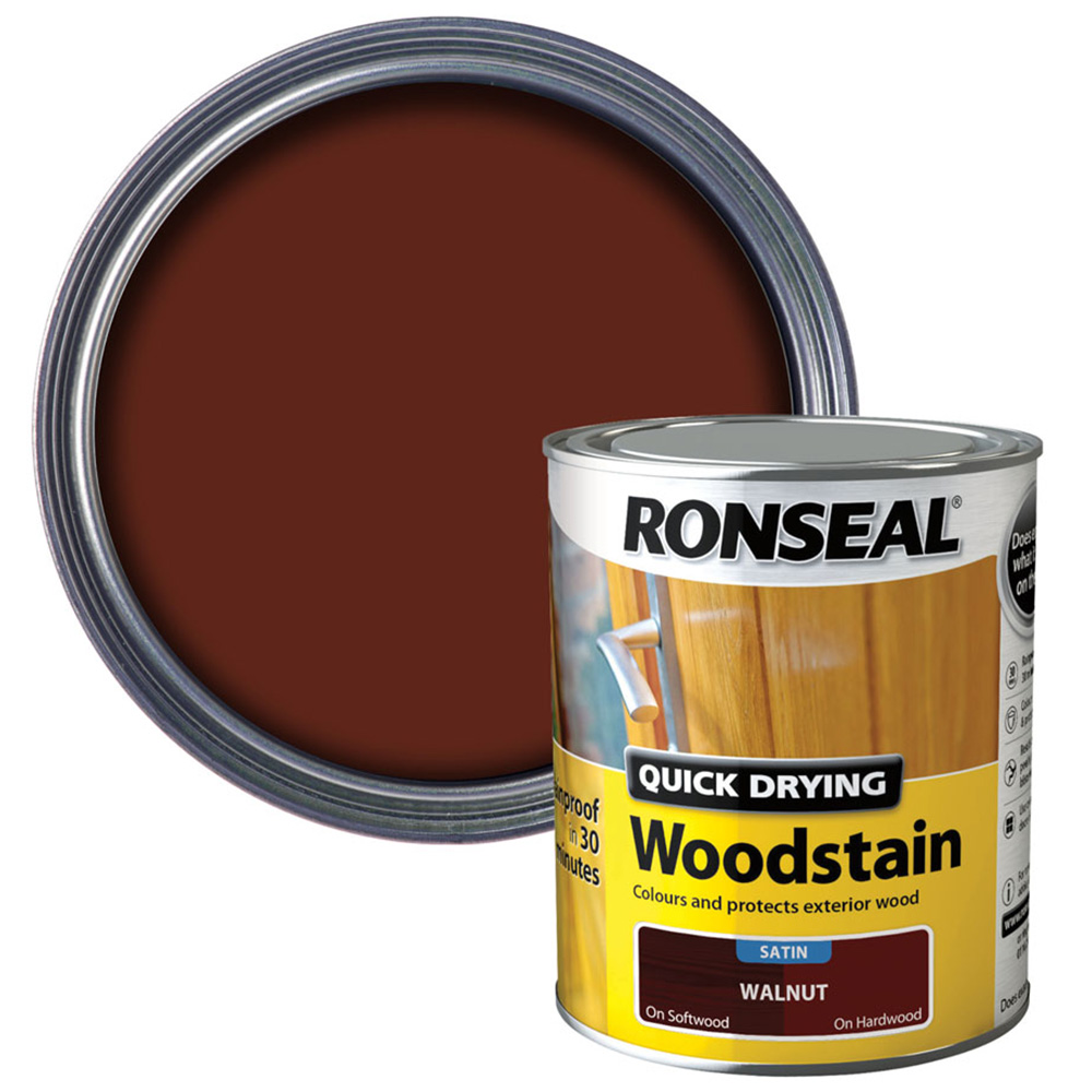 Ronseal Quick Drying Walnut Satin Woodstain 750ml Image 1