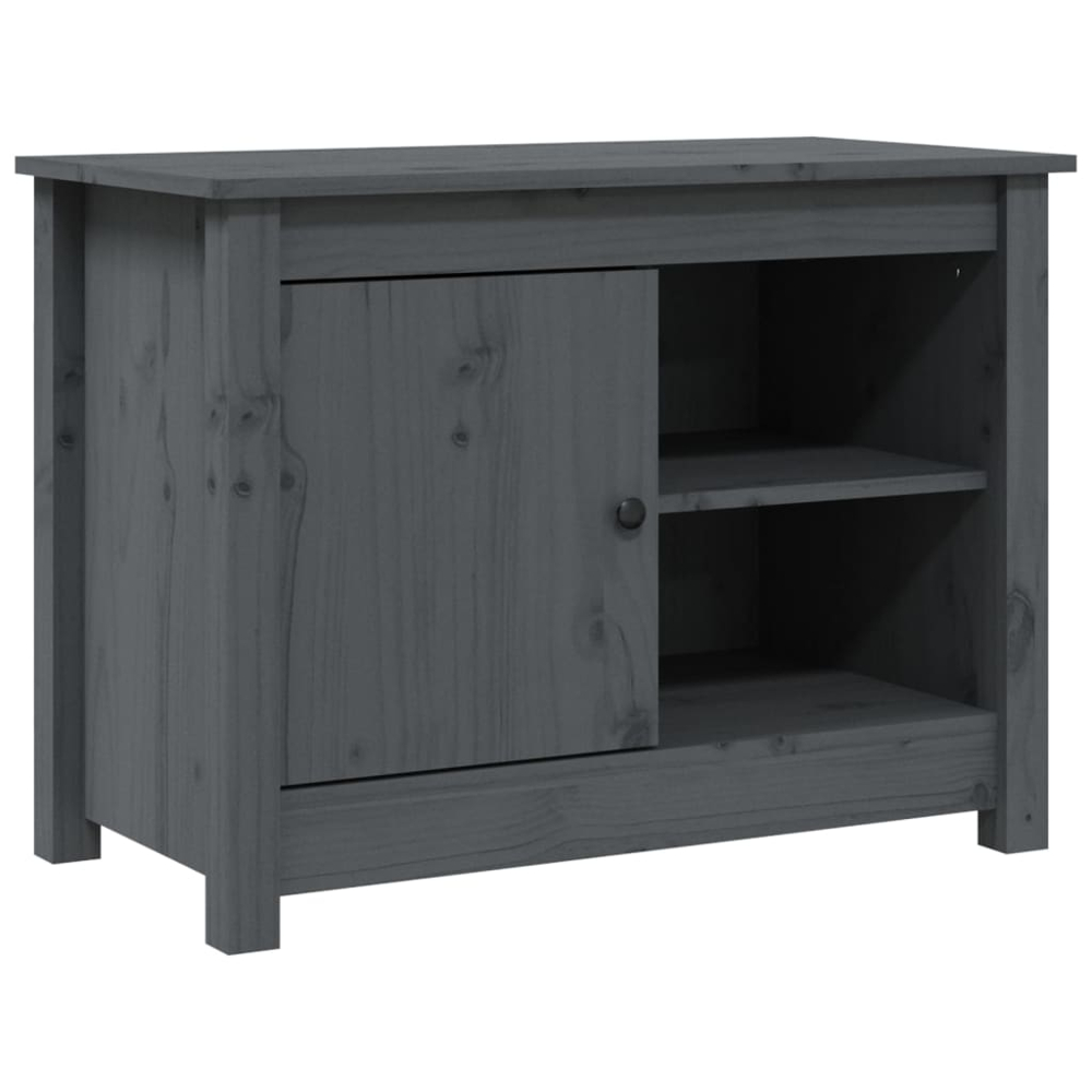 vidaXL Single Door 2 Shelf Grey Pine Wood TV Cabinet Image 2