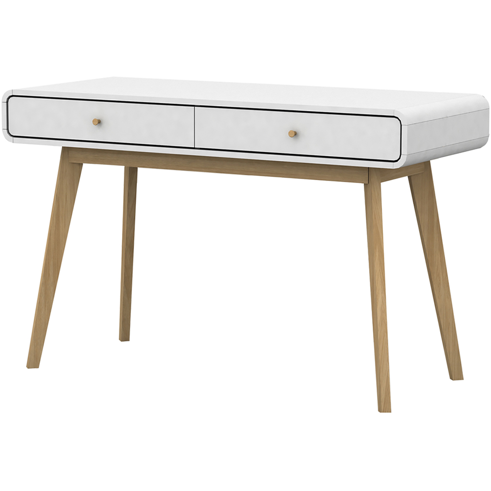 Loft24 Cassie 2 Drawer White Wooden Compact Desk Image 5