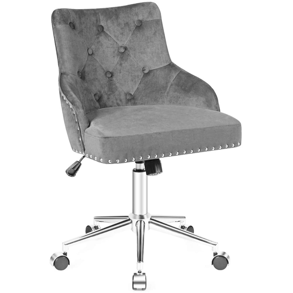 Costway Grey Adjustable Swivel Accent Armchair Image 2