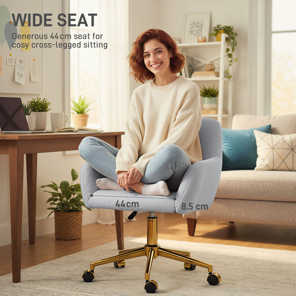 Portland Grey Faux Fur Height Adjustable Swivel Office Chair Image 7