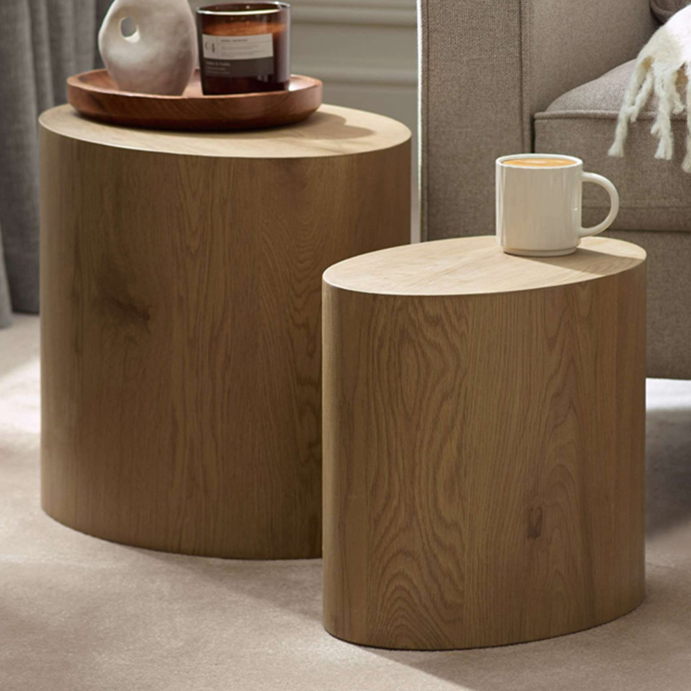 Julian Bowen Toba Light Oak Effect Nest of Tables Set of 2 Image 1