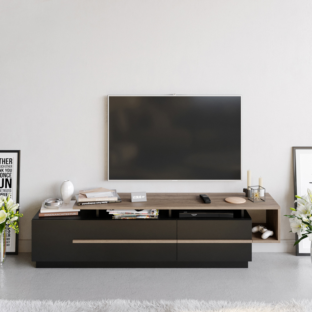 Decorotika Pia Black and Walnut TV Unit Image 4
