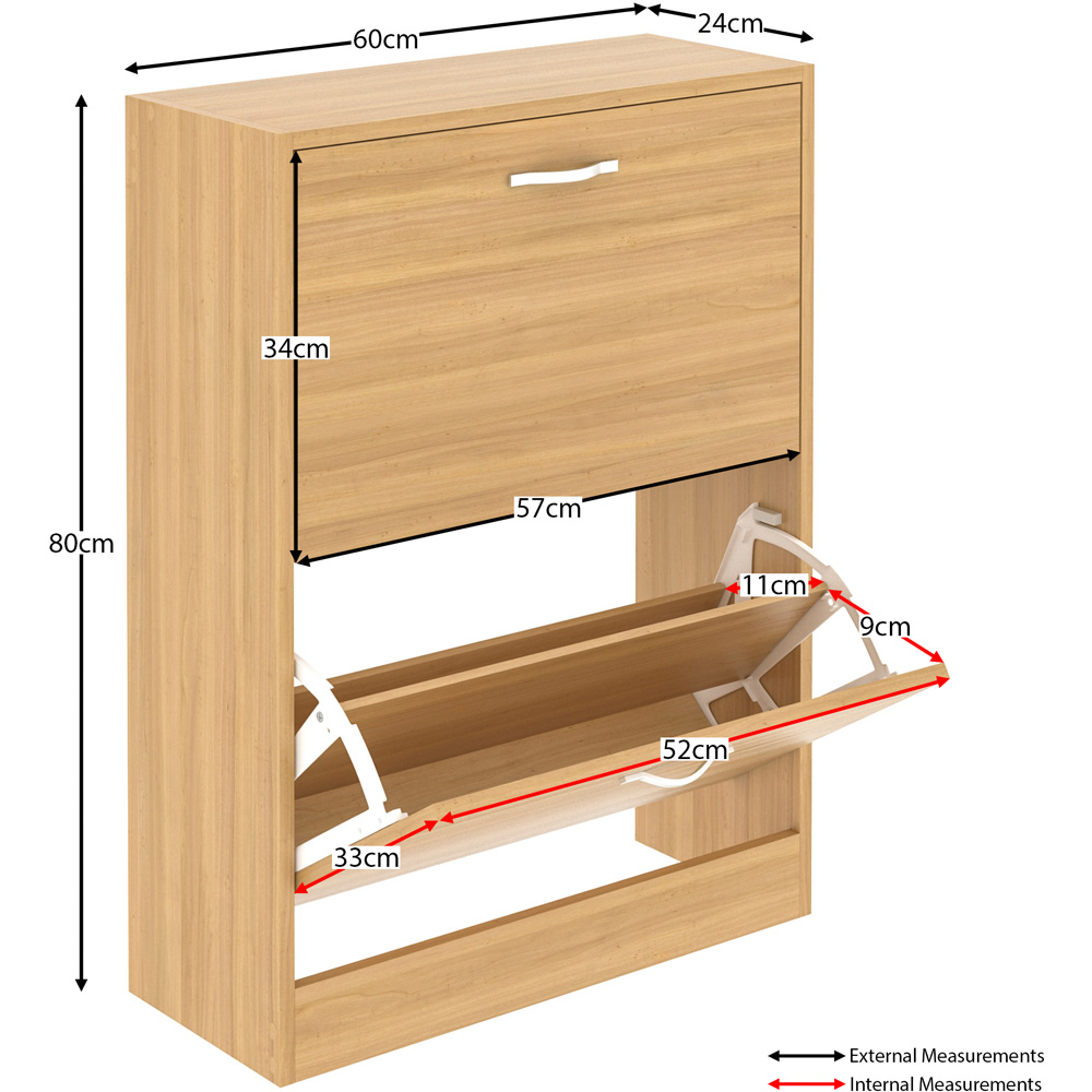 Vida Designs Pine Effect 2 Drawer Shoe Cabinet Image 7