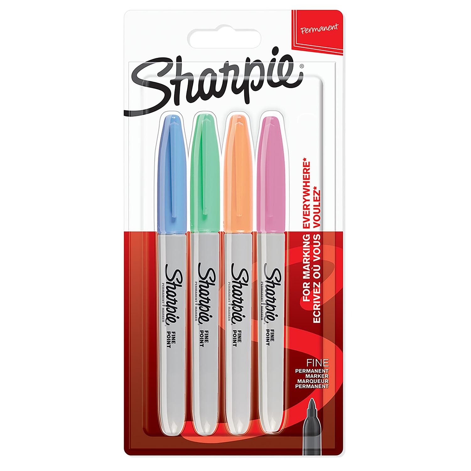 Pack of Four Sharpie Permanent Fine Point Markers Pastel Image
