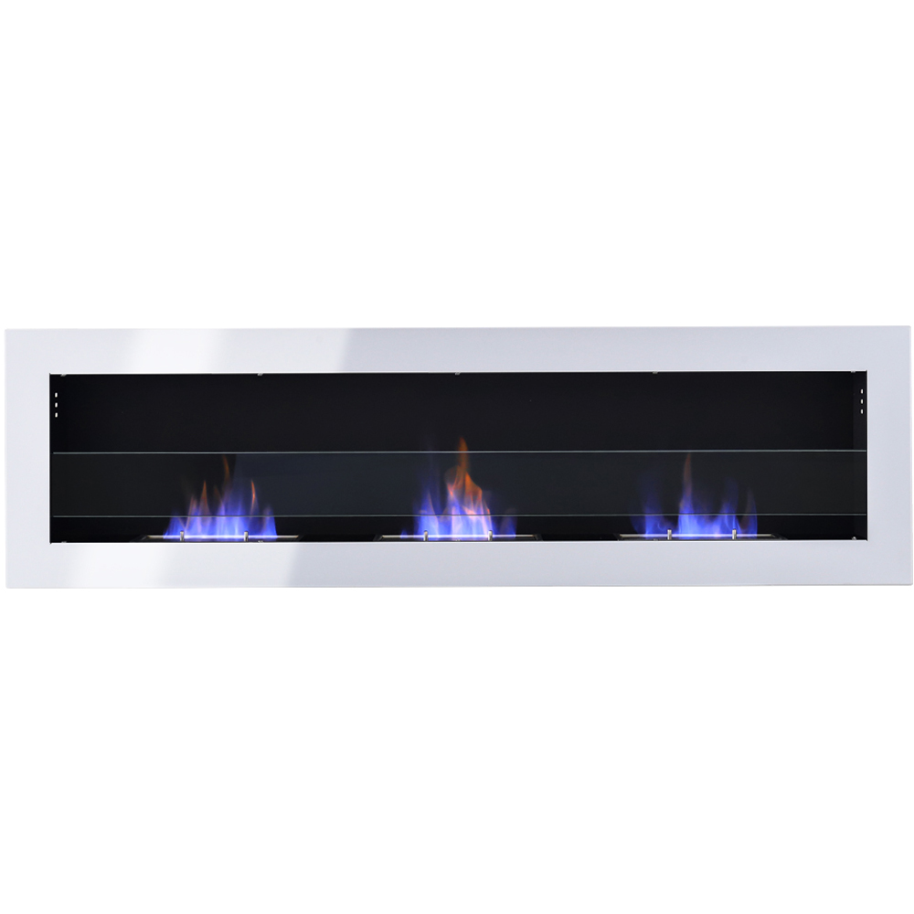 Living and Home White Wall Mounted Recessed Bio Ethanol Fireplace with Adjustable Flame 55 inch Image 1