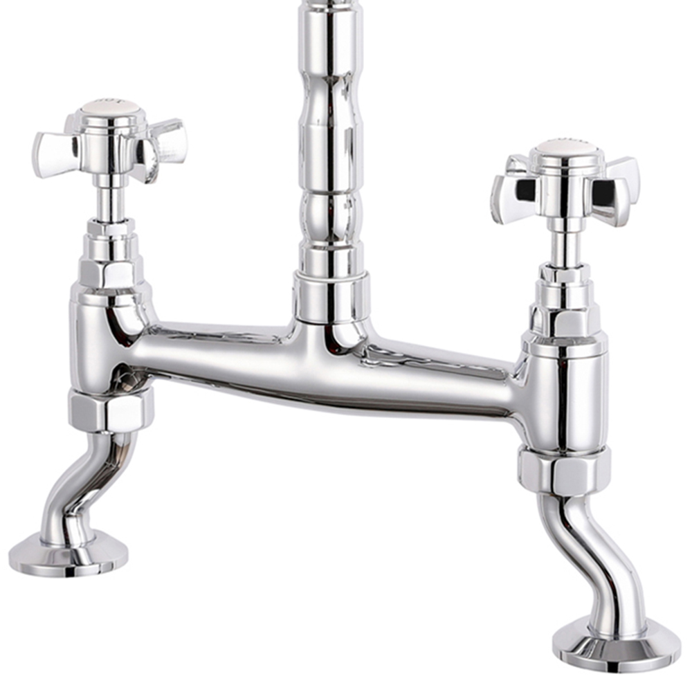 Reginox Velino CH Polished Chrome Dual Lever Bridge Mixer Kitchen Tap Image 3
