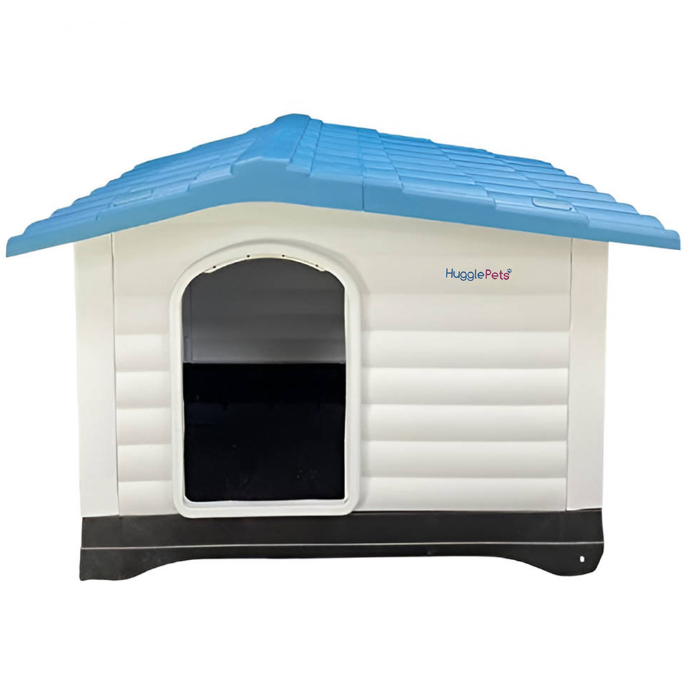 HugglePets Blue Plastic Premium XL Raised Base Roof Dog Kennel Image 3