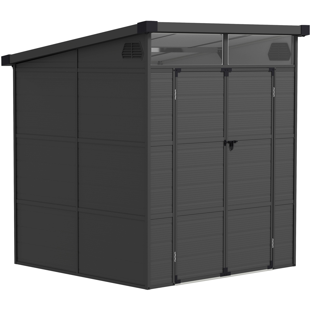 Outsunny 6 x 6ft Dark Grey Plastic Garden Shed Image 1
