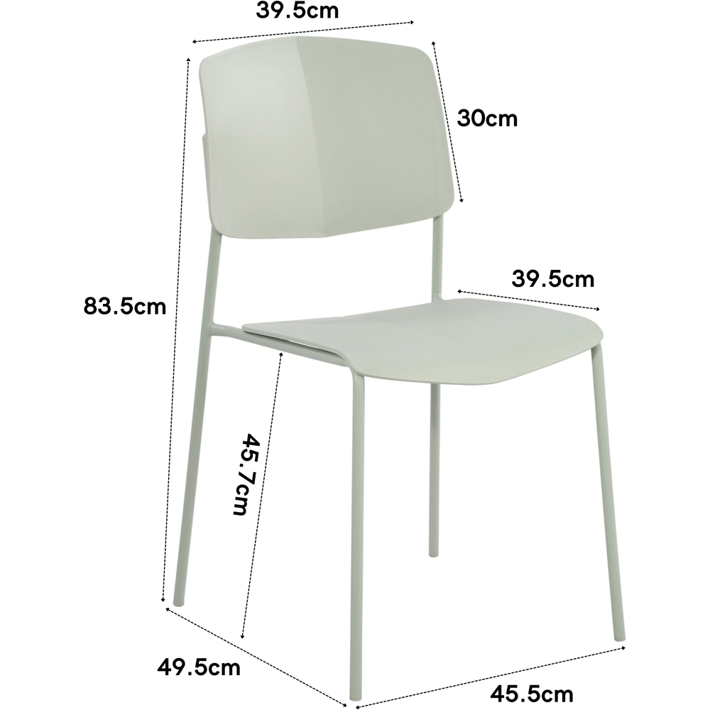 Core Products Aspen Academy 4 Seater Plastic Square Dining Set White and Sage Green Image 7