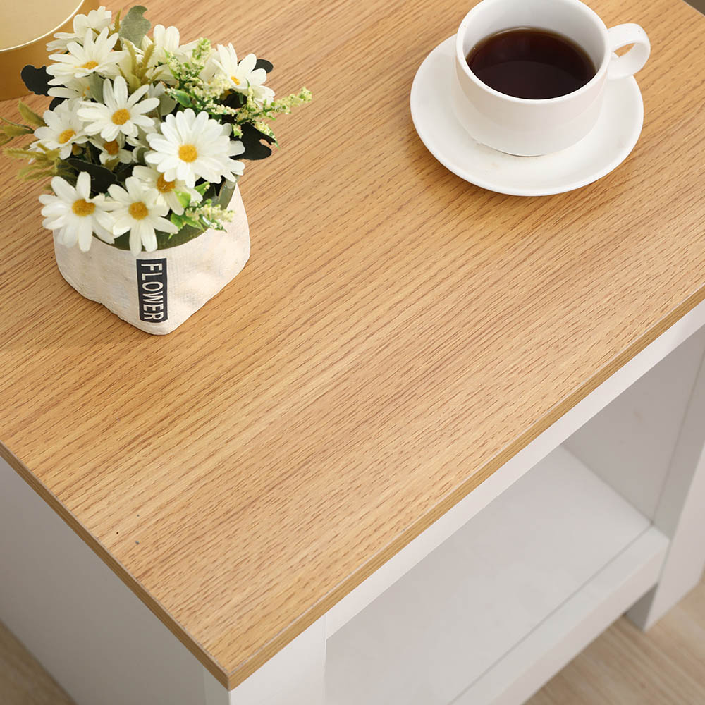 FurnitureHMD Single Shelf White and Oak Effect Wooden Side Table Image 4